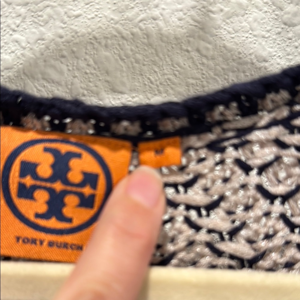 Tory Burch Blue and Cream Women's Sweater - Picture 3 of 5